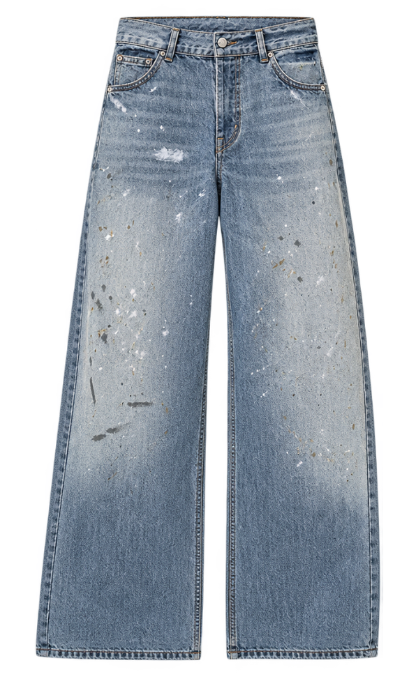 Baggy paint splatter jeans